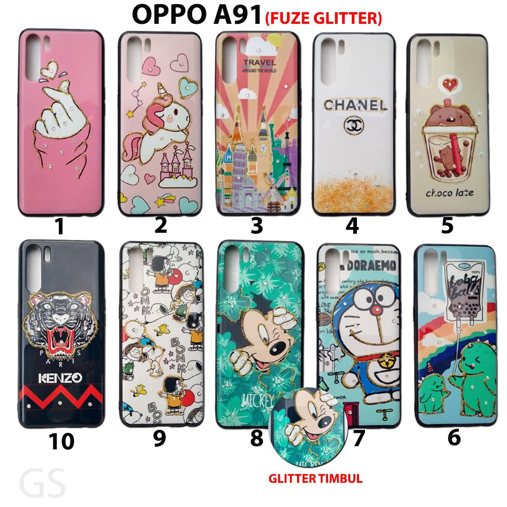 Hardcase Fuze Diamond Glitter Karakter case OPPO A91 Premium Quality