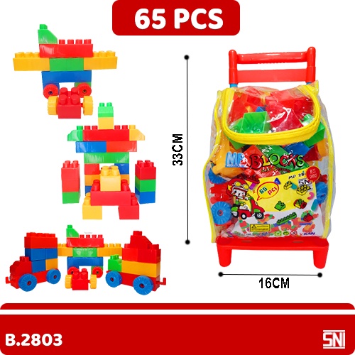 Mainan Edukasi Anak Blok/Mainan Edukatif Aank Block Troli Isi 65PCS 2803