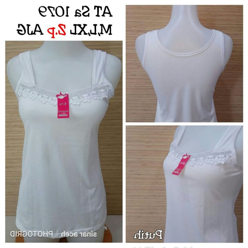 GN SA1079 Tanktop katun tebal | GOLDEN NICK | Tanktop Tali besar katun tebal Putih Renda