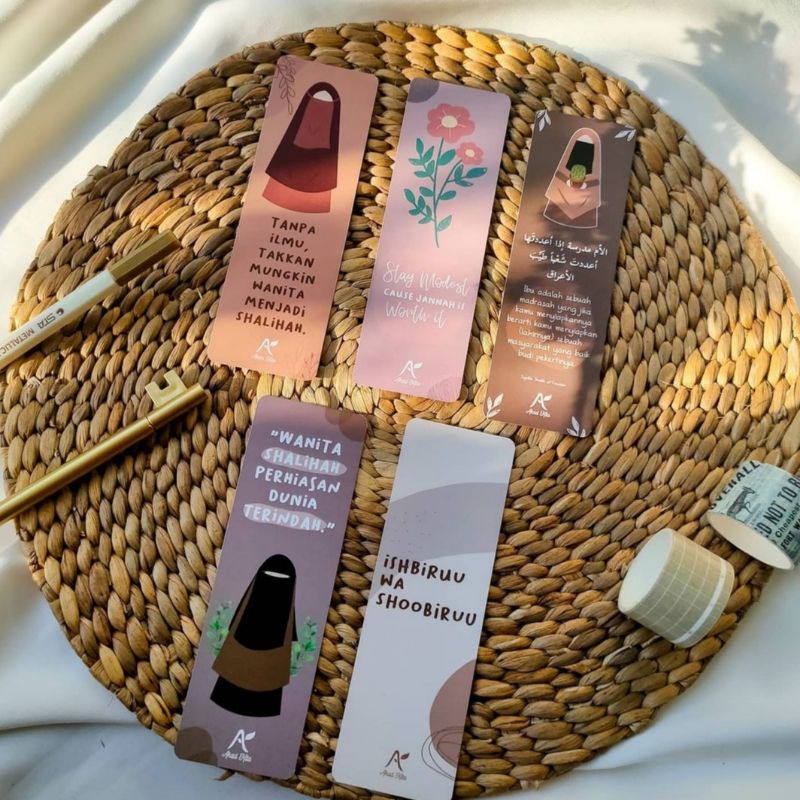 

(5 pcs) BOOKMARK PEMBATAS BUKU Islami Daily reminder Muslimah Manhaj Salaf Penanda Cute Aesthetic by Akad Kita
