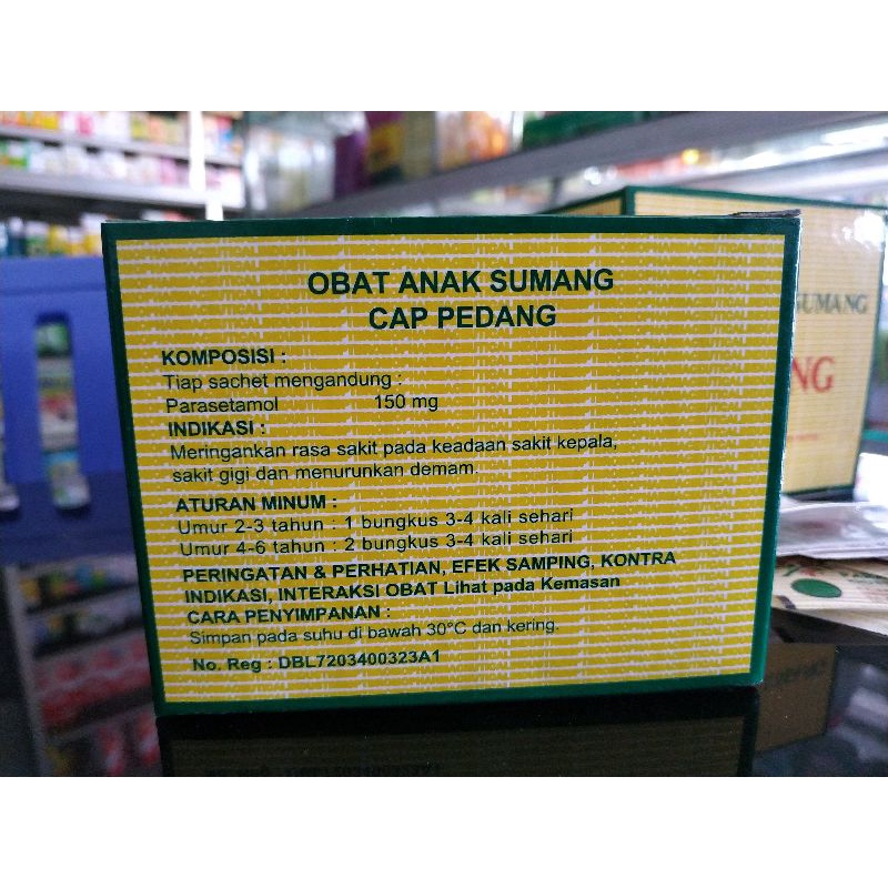 Obat Anak Sumang Cap Pedang ( 1 Slop Isi 20 Sachet ) paracetamol