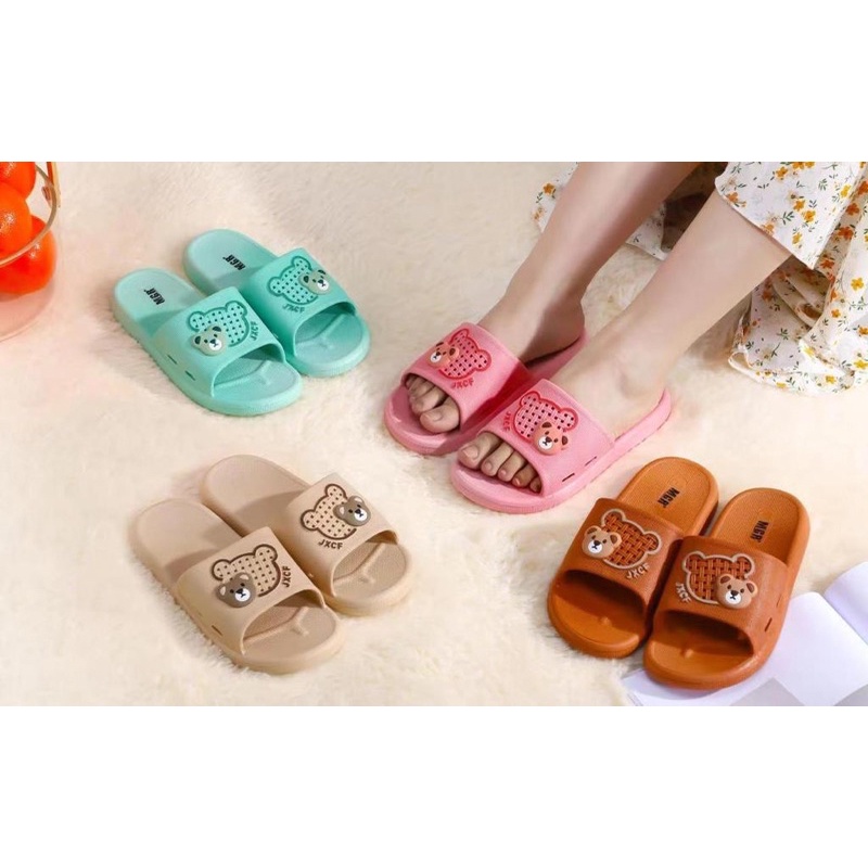 Sandal Slop Kamar Karet Wanita Bear Beruang Cute Cantik Lucu Impor MGR Mokaya Balance (1898-1)/ Size 36-40