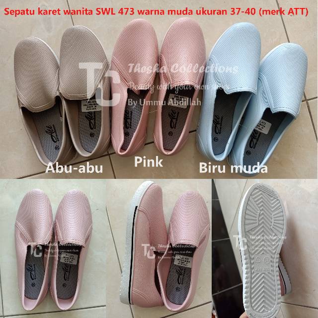 Sepatu karet wanita SWL 473 warna muda ukuran 37-40 (merk ATT)