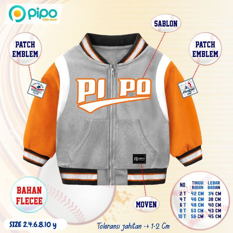 JACKET BASEBALL BY PIPO 2-10 / JACKET ANAK / JACKET BASEBALL ANAK / JACKET BAYI