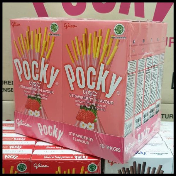 

[Grosir] POCKY STRAWBERRY / COKLAT / COOKIES AND CREAM 21 gram (1 PACK isi 10 Kotak)