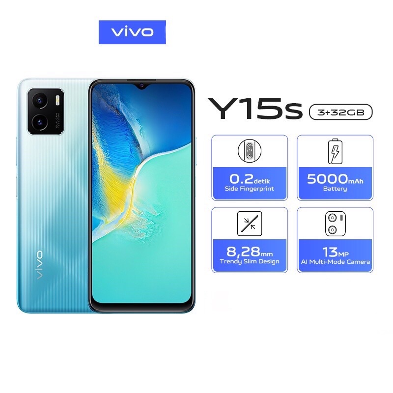 Vivo Y15s [3GB+32GB] MediaTek Helio P35 - 13MP Dual Camera - 6.51&quot; IPS LCD - 5000mAh Garansi Resmi Vivo 1 Tahun