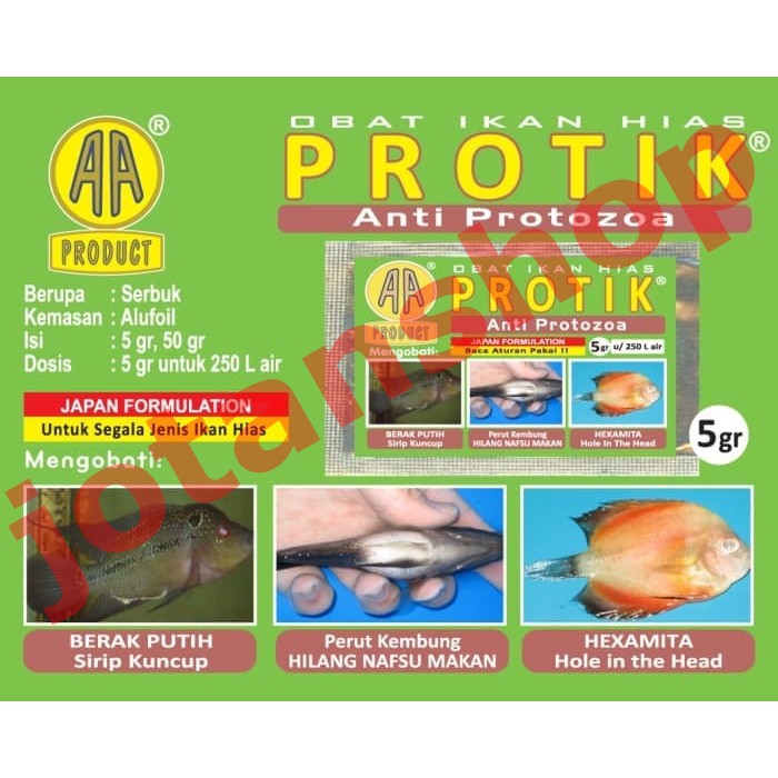 PROTIK anti protozoa obat ikan hias perut kembung berak putih hexamita