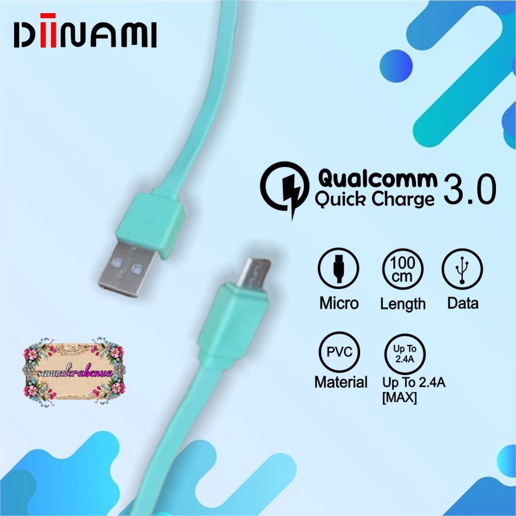 BM027 Kabel data pipih gepeng charger diinami 2.4A Micro iPhone tipe c usb fastcharcing SB2984