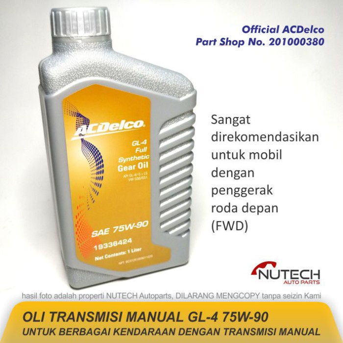Oli Transmisi Manual / Gardan GL4 GL-4 75W90 75W-90 AC Delco ORI GM