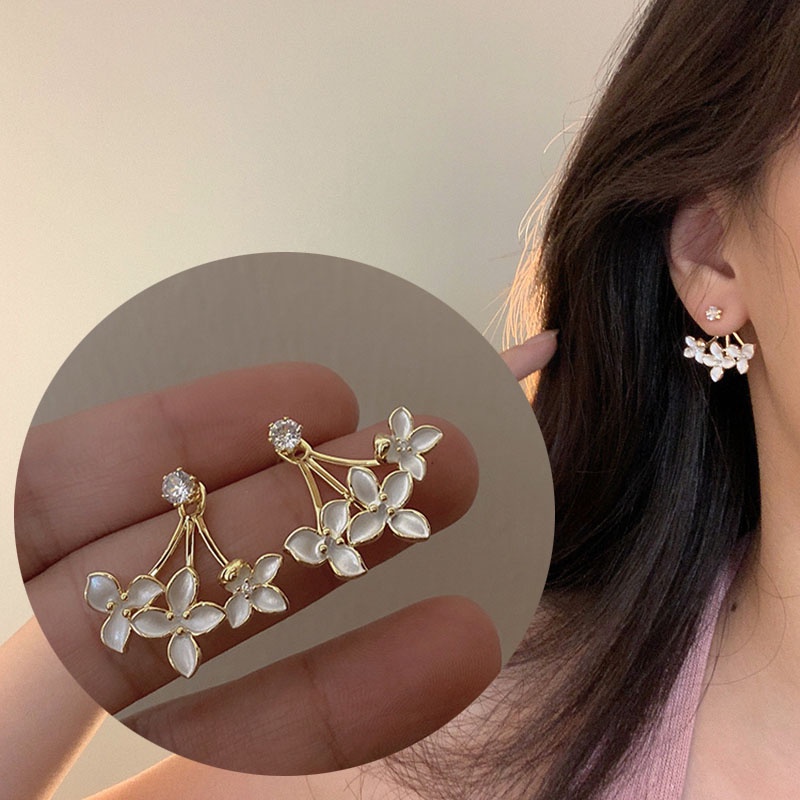 Anting Tusuk Gantung Desain Bunga Gaya Koreasimpleunik Untuk Wanita