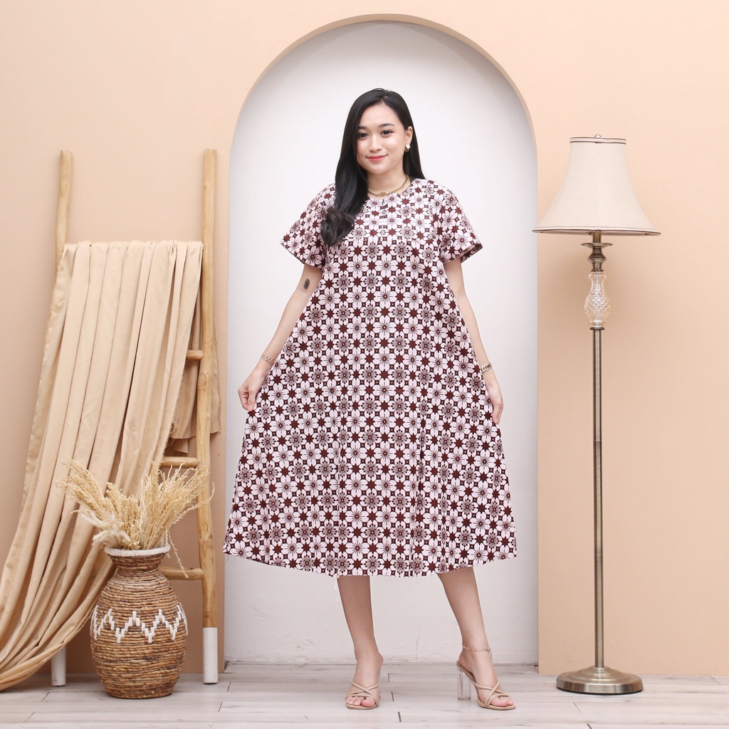 Daster Kencana Ungu Batik - Motif Abstrak - Sleting Dada - Busui - Bumil - Centini Hitput-DASTER 08