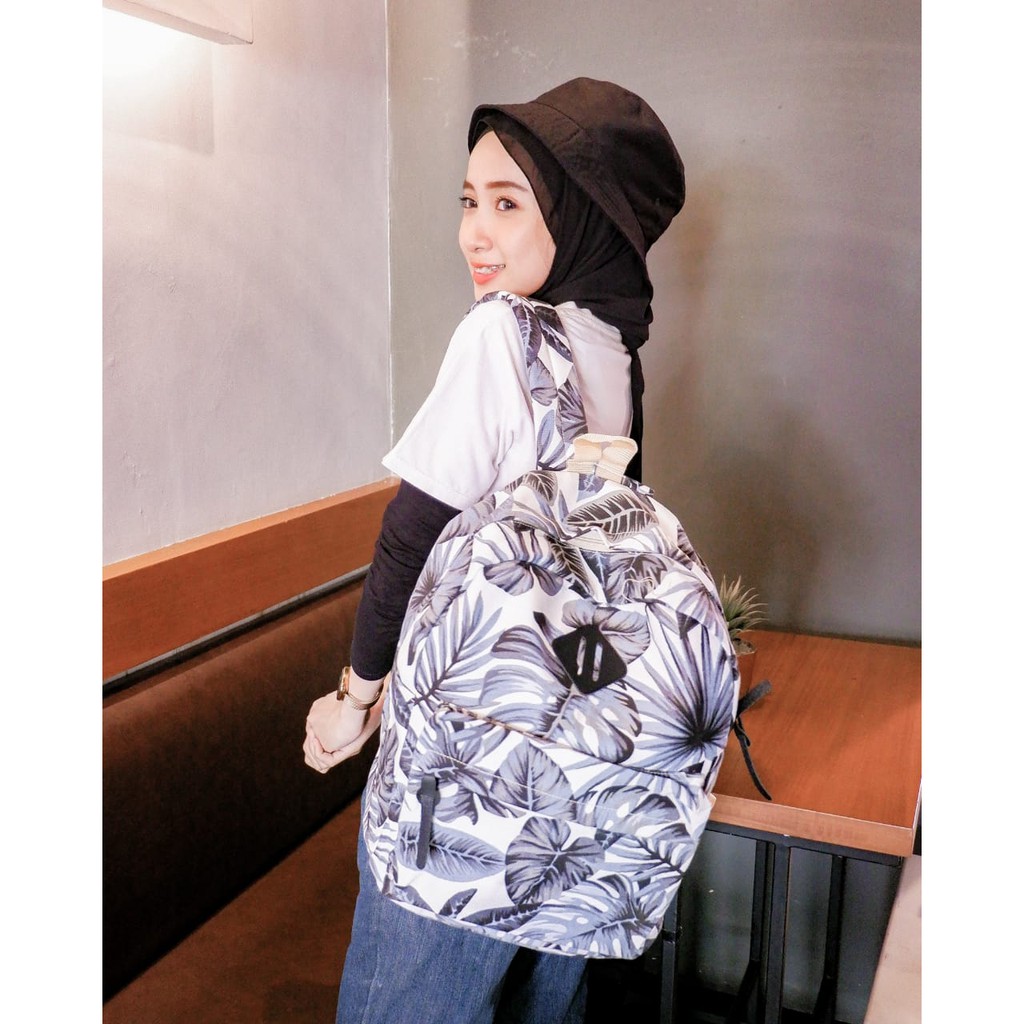 BACKPACK ABU DAUN // taskanvasbdg - tas kanvas - tas ransel wanita - tas gendong wanita