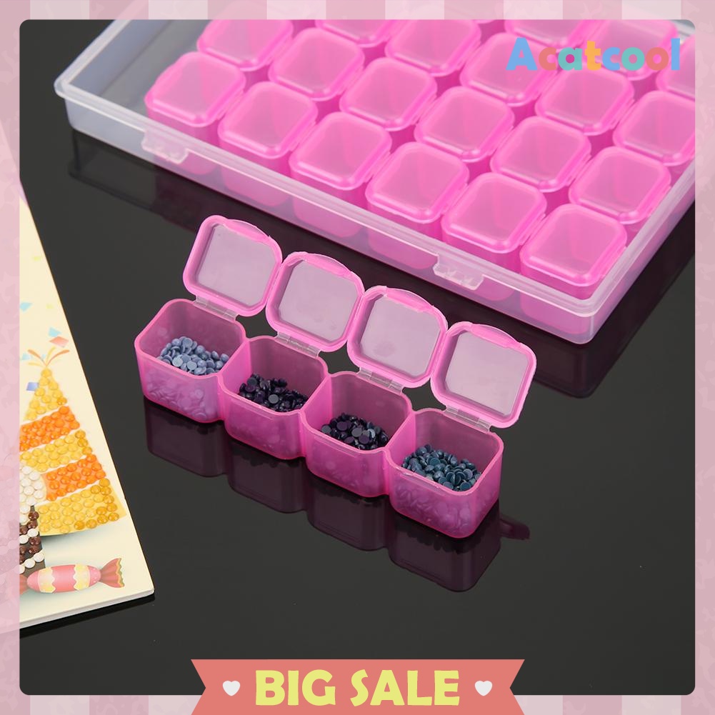 28 Grids Jewelry Box Diamond Embroidery Crystal Bead Organizer Storage Case