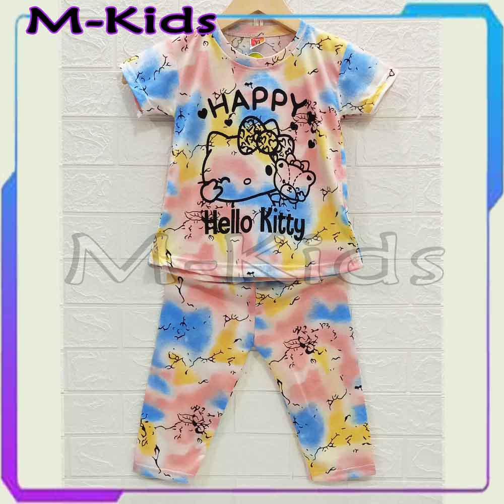 MKids88 - Baju Setelan CP Anak Perempuan Motif TieDye Gambar Hello Kitty