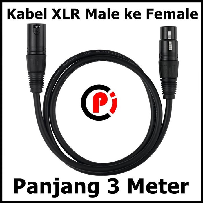 Bochara Kabel XLR Male ke Female Microphone Karaoke Shielded 3 Meter