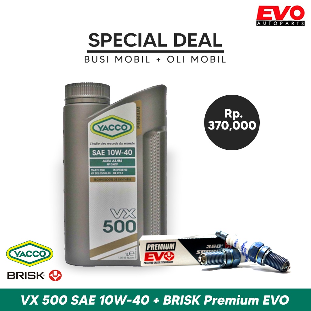 Paket Bundling Busi Mobil Premium EVO dan Oli Mobil Yacco VX 500
