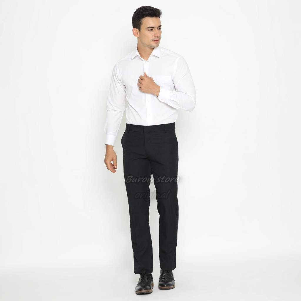 Burlois Store Original Celana Panjang Formal Slimfit Kantoran Wool Black