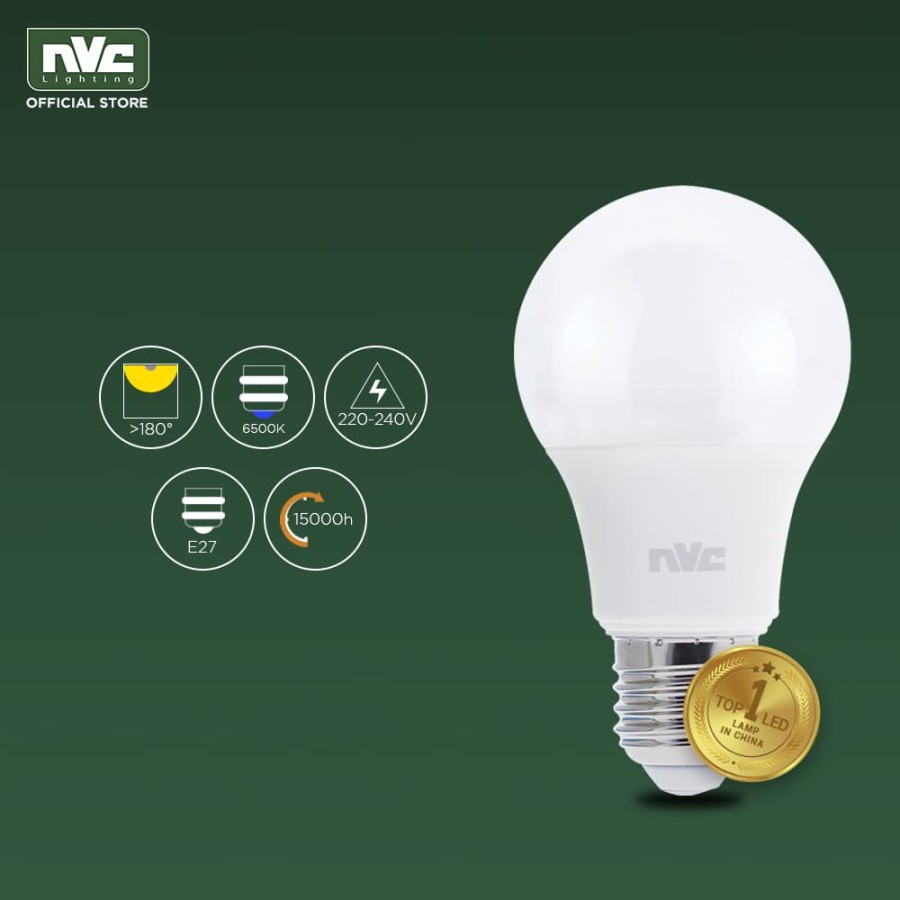 Lampu LED NVC A60N Warna Putih 7 Watt 6500K - Bohlam Murah Hemat Listrik