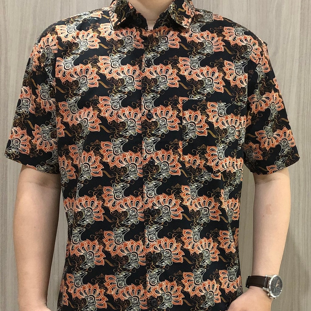 [GRIDLINE - R048] Kemeja Batik Pria Katun Lengan Pendek Regular