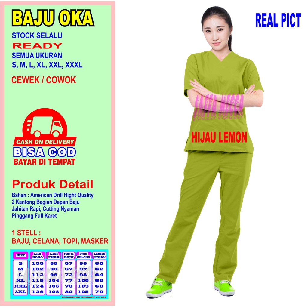 Baju Oka COD  Scrub Perawat  Baju Jaga   Baju Oka   Baju OK   Baju Perawat  Pria  Wanita Harga Murah Terbaru Lengan Pendek