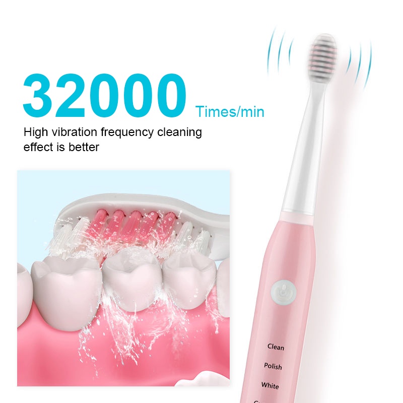 Sikat Gigi Elektrik Toothbrush Elektrik USB Sonic Vibration Automatic Waterproof IPX7 5 Mode 4 Sikat