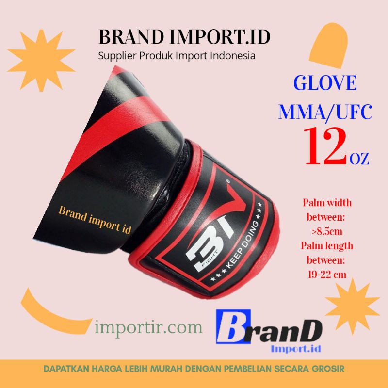 BNPRO Sarung Tangan Tinju MMA UFC Boxing Muay Thai Leather Glove 12 OZ