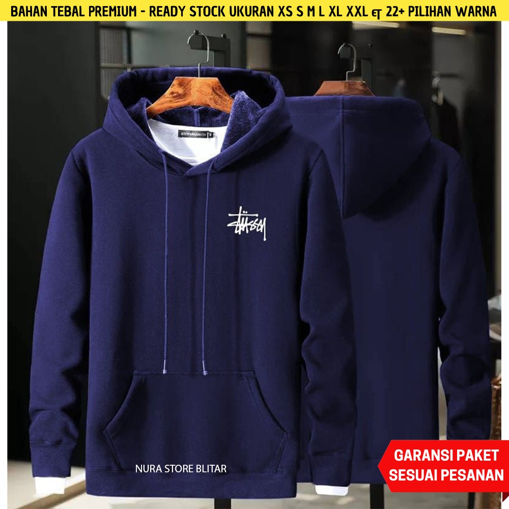 Jaket Hoodie Hody Pria Wanita Stussy Basic Sweater Jumper Cowok Cewek Jumbo Ukuran XL XXL 2XL Model 