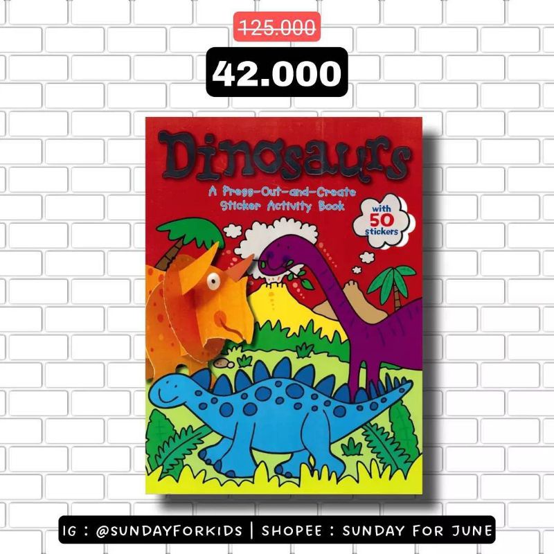 Dinosaurs Press Out Sticker/ Big Bad Wolf / Activity Book / Import Book / BBW