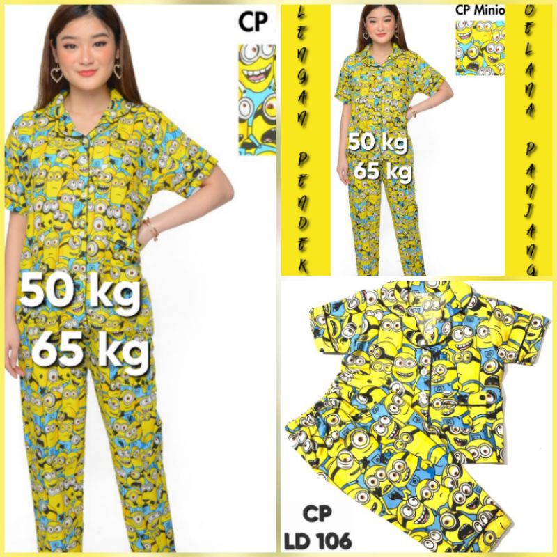 PIAMA BAJU TIDUR COUPLE KELUARGA / piyama stelan ibu dan anak / katun Jepang Karakter  pappoy