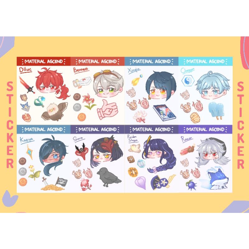 

(CEK DESKRIPSI) Sticker Kisscut Genshin Impact Chibi A6