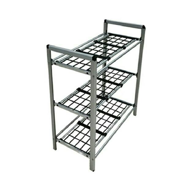 Rak sepatu Aluminium 3 susun