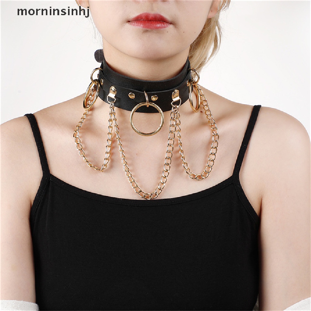 Mor Kalung Choker Punk Gothic Flexible Adjustable Bahan Kulit Pu Untuk Wanita