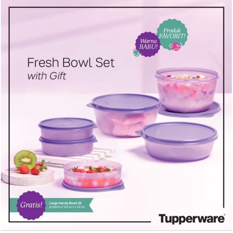Fresh bowl set tupperware + free / mangkok sayur
