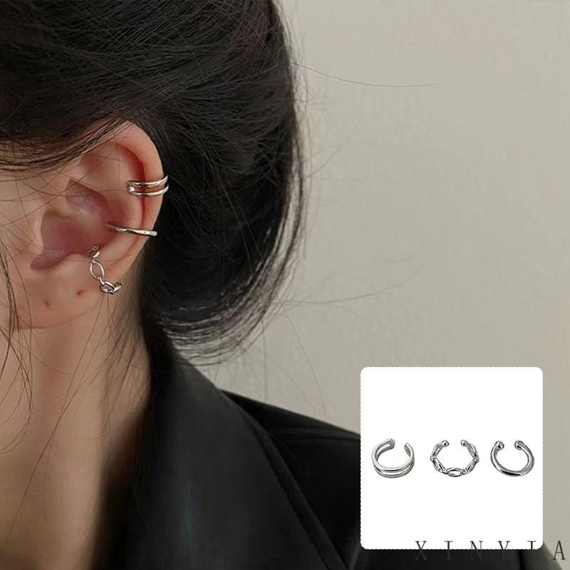 3pcs / Set Anting Klip Tanpa Tindik Gaya Retro Untuk Wanita