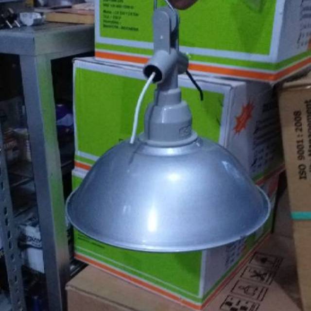 Kap Lampu SILVER diameter 18-19cm + Fiting Gantung WD E27