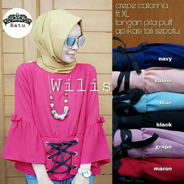 Wilis blouse, BLOUSE WANITA MODIS CANTIK FIT XL LD 100 BAHAN CREPE CATARINA TERMURAH OOTD