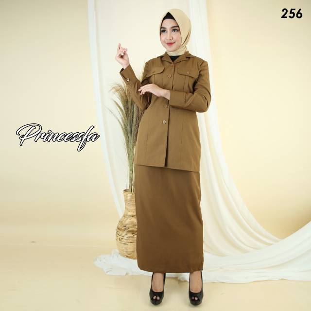 Seragam Dinas Wanita Blazer Pemda PNS ASN Seragam Guru Pdh  Seragam Coklat Setelan Rok Span Kantong 