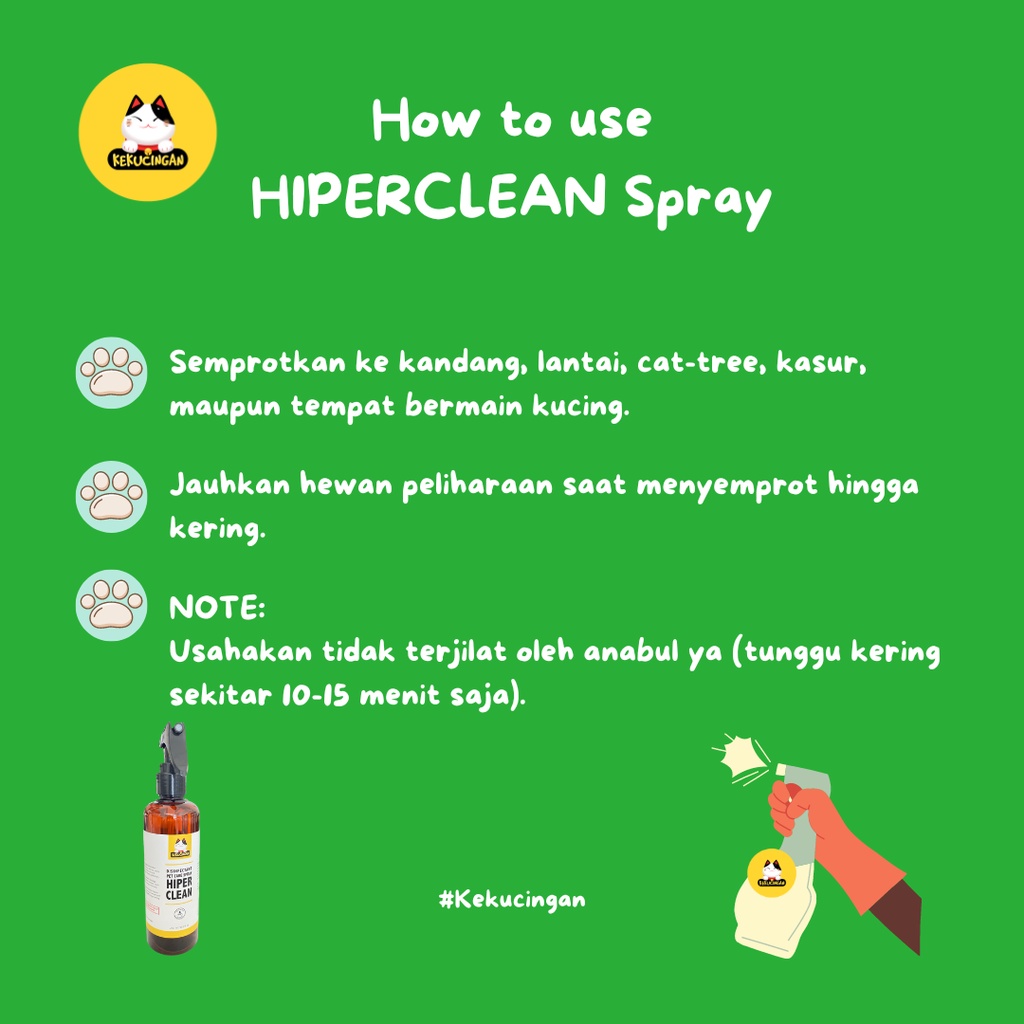 Spray Penghilang Bau Kotoran Kucing Anjing Disinfektan Pet Odor Remover Hiperclean 250ml