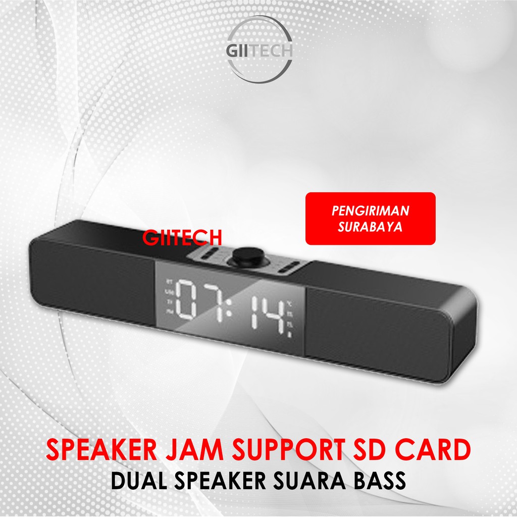 [CO 1K] DUAL SPEAKER JAM BLUETOOTH V.5 SUPPORT ALARM SUARA BASS LUAR DALAM - GIITECH