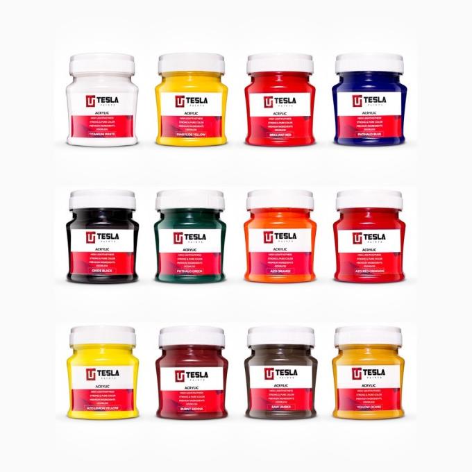 

Tesla Paints 125 Ml Set Of 12 Cat Akrilik - Acrylic Paints
