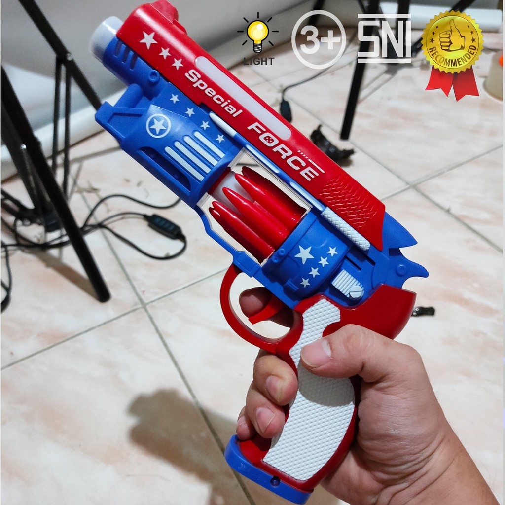 Mainan Anak Laki Pistol Bunyi Lampu Warna Warni Captain America