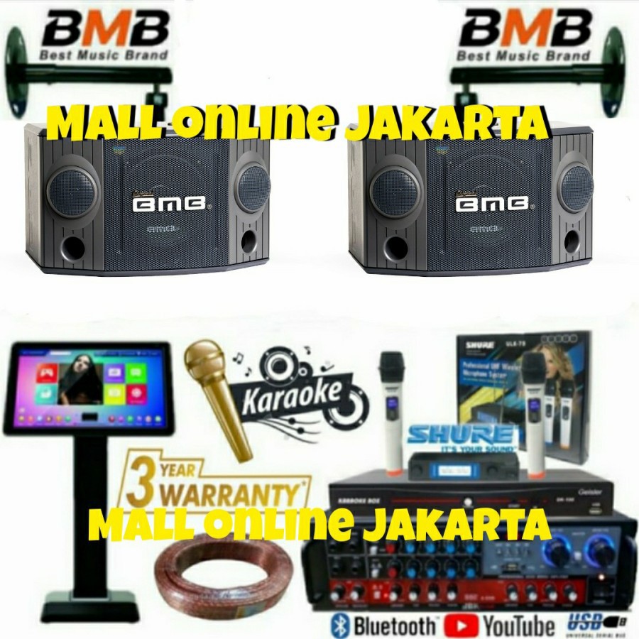 Paket karaoke bmb full set dvd player layar karaoke touchscreen sound