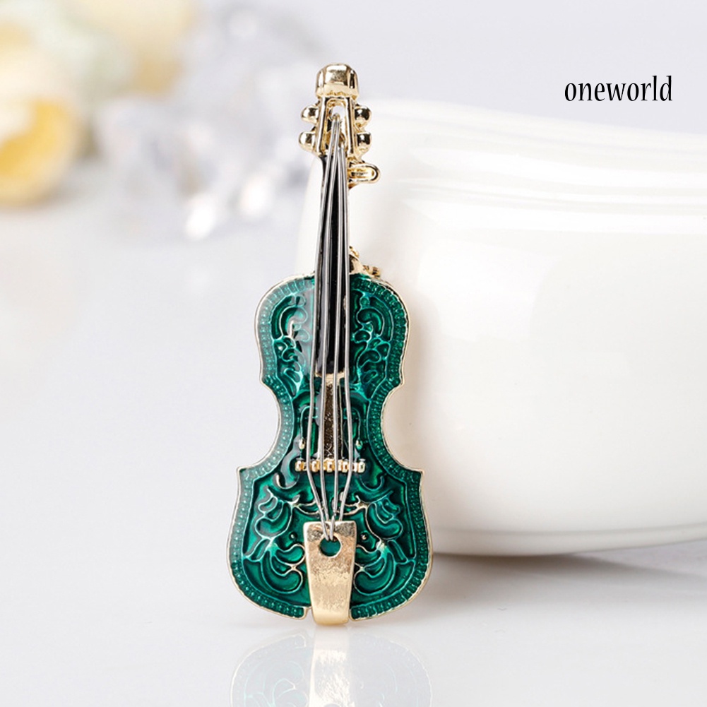 OW@ Unisex Violin Shape Enamel Instrument Brooch Pin Corsage Suit Lapel Decoration