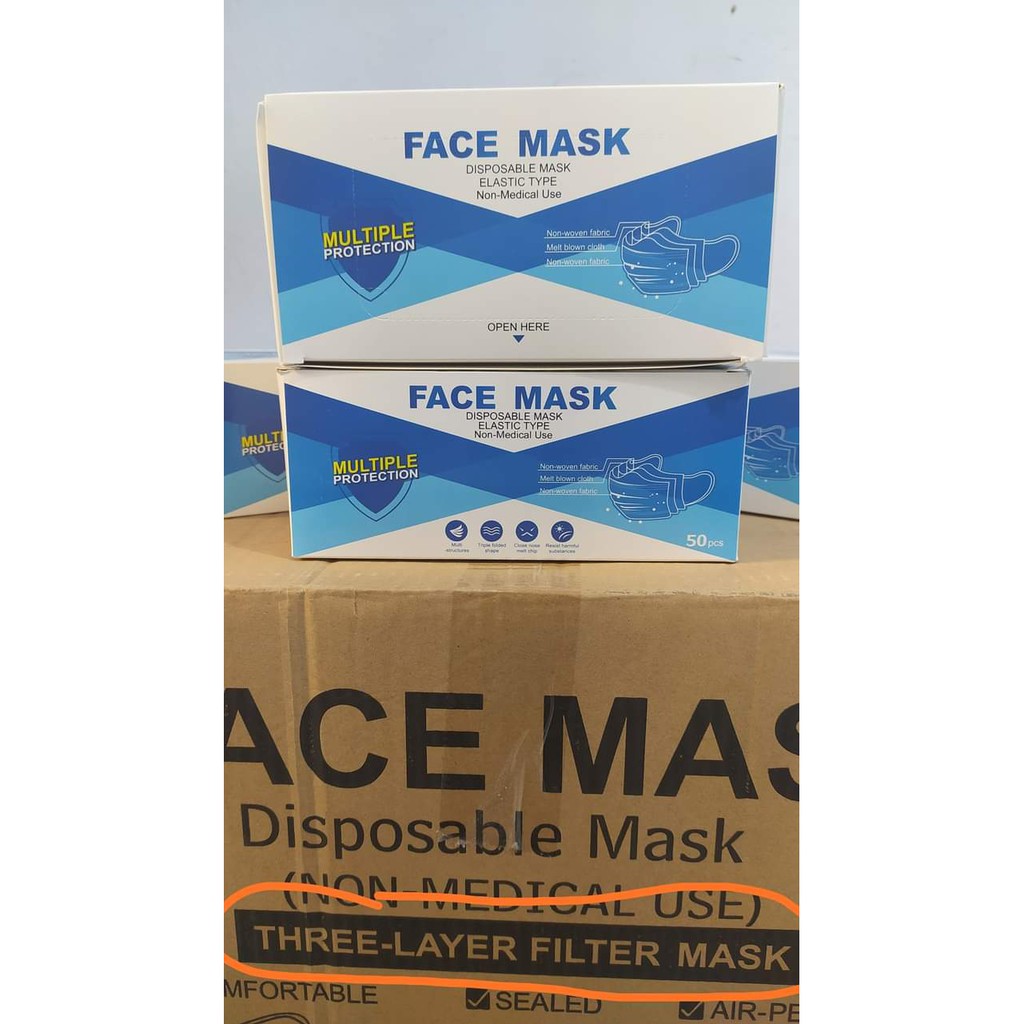 MASKER 3PLY EARLOP DISPOSABLE PROTECTIVE isi 50PCS