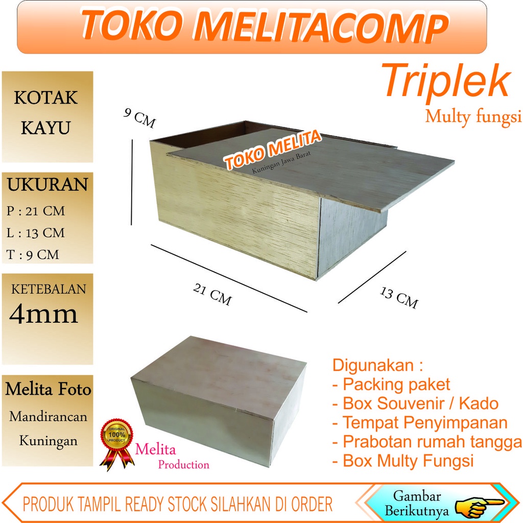 

kotak kayu 21x13x9 cm triplek tebal 4mm