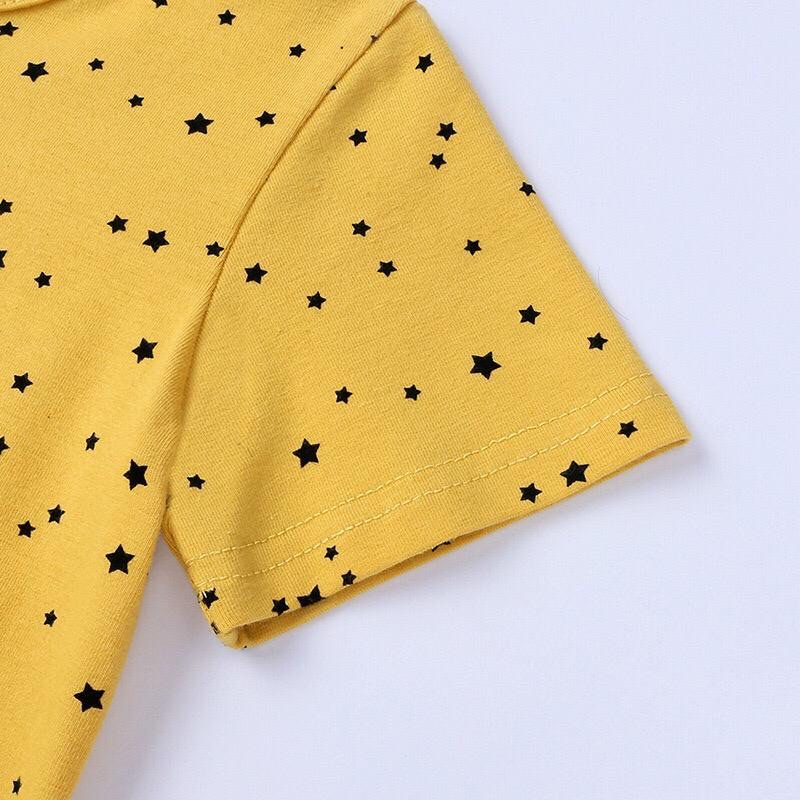 BABY K2 - Baby short sleeve zippersuit motif star yellow