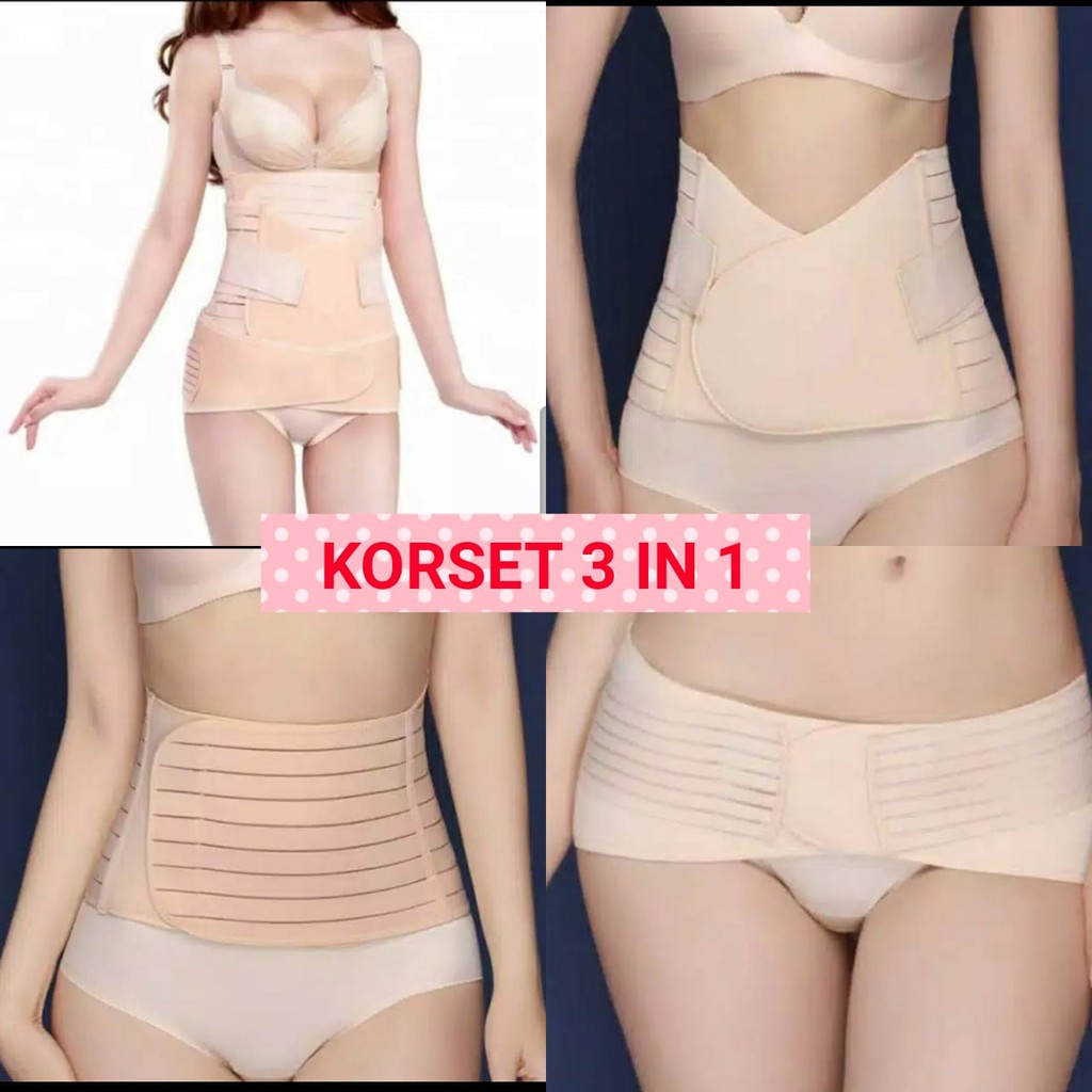 THREE IN ONE KORSET STAGEN PELANGSING PERUT PINGGANG PINGGUL 3 IN 1 CORSET MATERNITY