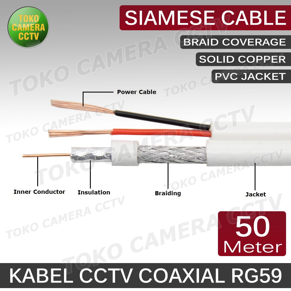 Kabel CCTV Coaxial RG59 Siamese 50 Meter