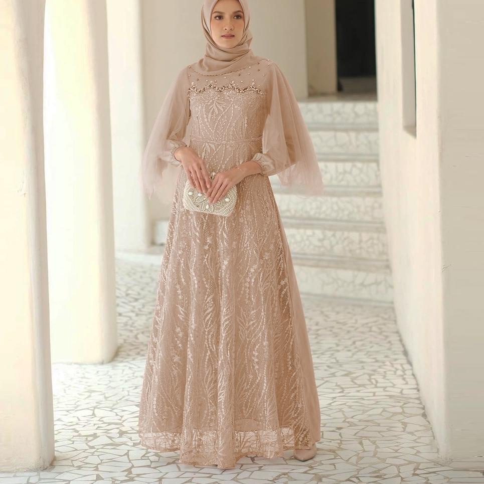 [Art. 4952Q] PRODUK TERBARU - MAXI DRESS MELA GAMIS BRUKAT MODERN - OUTFIT KONDANGAN KEKINIAN - GAMI