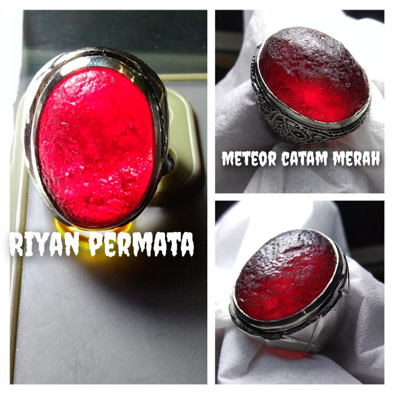 Cincin batu meteor catam merah siam kualitas bagus